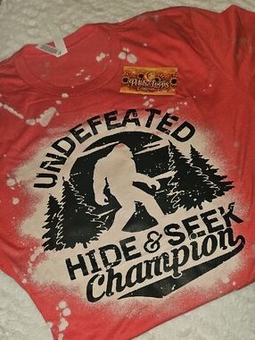 Bella Canvas Red Tie-Dye 'Undefeated Hide & Seek Champion' Short Sleeve Tee